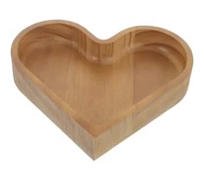 6” Wooden Heart Decorative Candy Dish Cute Home Decor Solid Wood Rustic - Image 1 of 4