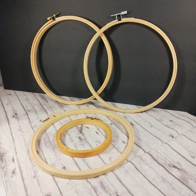 Crafters Lot #5 Embroidery Hoops 4pc Bamboo, Wood, Plastic (Gripper) 4 & 8 Inch - Image 1 of 4
