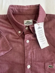 NUEVO CON ETIQUETAS Camisa Oxford Algodón Calce Regular Logo Cocodrilo Manga Larga Lacoste Hombres Mediu - Imagen 1 de 8