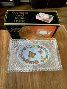 Vintage NIB Acrylic Lucite Clear Starburst Jewelry Trinket Box Flower 9.5” NOS - Picture 1 of 8