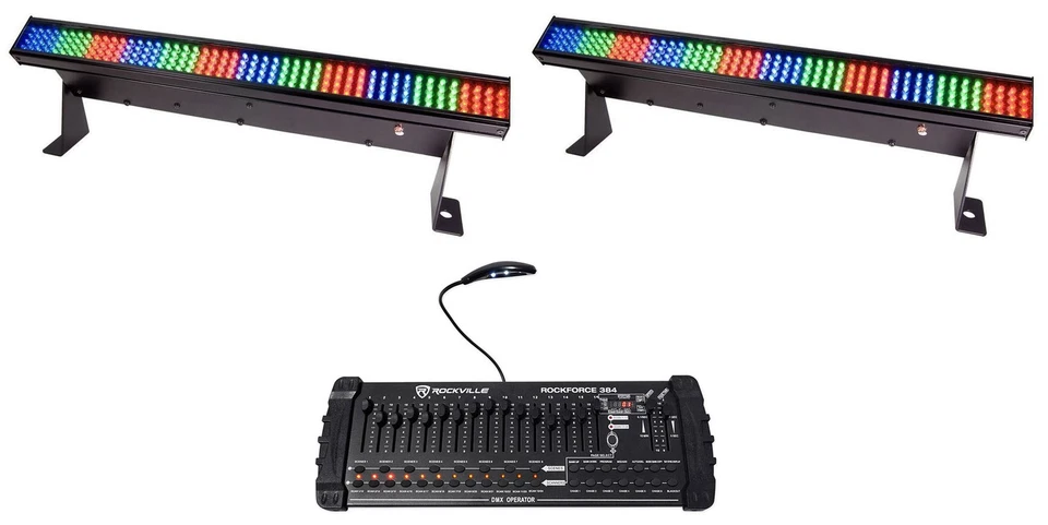 2) Chauvet COLORSTRIP LED DJ Light Bar Effect Color Strips+384 Ch DMX Controller - Image 1 of 4
