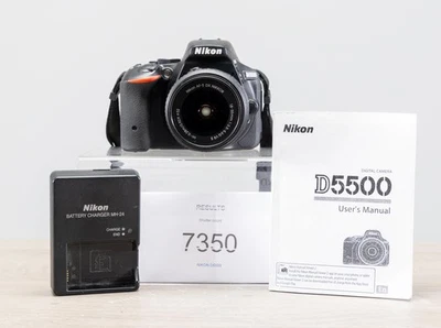 Nr Mint Nikon D5500 24.2MP Digital SLR Camera w/18-55mm VR Lens Shuttr Cnt 7350 - Image 1 of 4