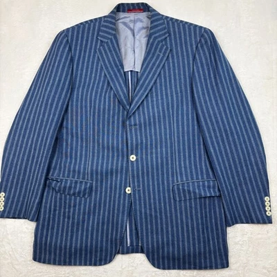 Pal Zileri Concept Wool Linen Blazer 48R Blue Striped Italy Jacket Sport Coat - Image 1 of 4