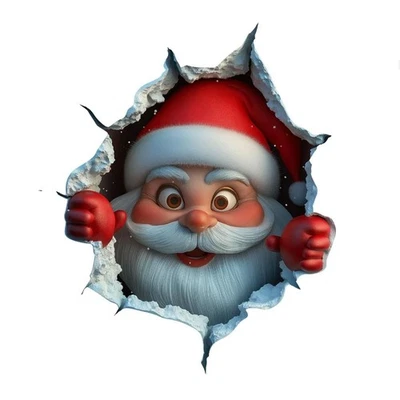 3D Wandbrechender Weihnachtsmann Aufkleber Weihnachten Kreativ Wandsticker Deko - Bild 1 von 4