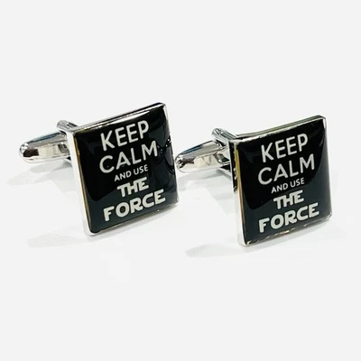 Keep Calm And Use The Force Cufflinks For Men Birthday Wedding Gift - Image 1 of 4