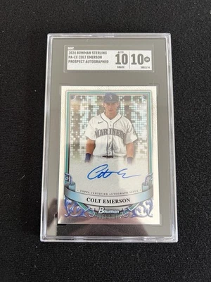 2024 Bowman Sterling Colt Emerson Prospect Auto SGC 10/10 Seattle Mariners! - Image 1 of 2