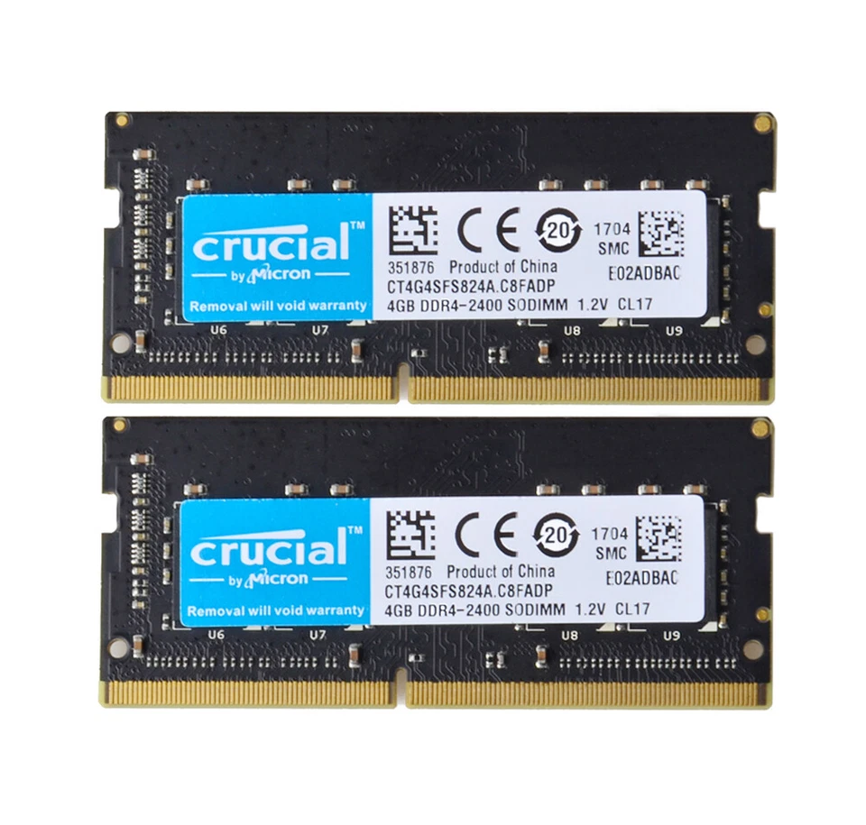 Crucial 2x 4GB 1RX8 DDR4-2400 PC4-19200 1.2V CL17 SO-DIMM Laptop Memory RAM #8GB - Image 1 of 4