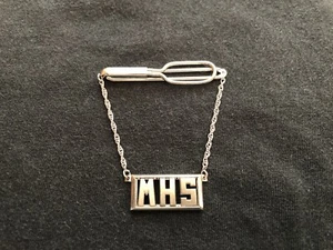 Vintage MHS High School 925 Sterling Silver Tie Bar and Chain. 11.35 grams - Picture 1 of 9