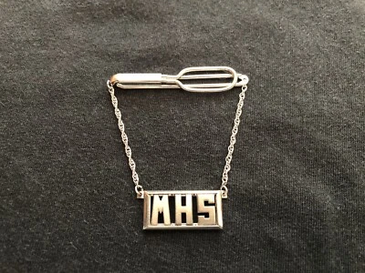 Vintage MHS High School 925 Sterling Silver Tie Bar and Chain. 11.35 grams - Image 1 of 4