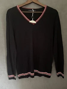 Suéter para mujer Tommy Hilfiger Global Trim Ivy azul marino algodón talla M - Imagen 1 de 8