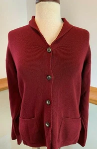 Cárdigan Tejido Talbot 100 % Lana Merino Cuello Borgoña Talla L - Imagen 1 de 9