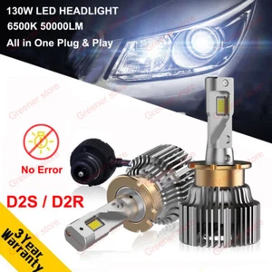 Coppia 130W 50000LM D2S D2R Auto LED Faro Kit Lampada Lampadine No errore 6500K - Picture 1 of 11