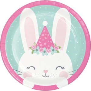 Birthday Bunny 7 Inch Plates Paper 8 Per Pack Girls Birthday Party Tableware - Picture 1 of 1
