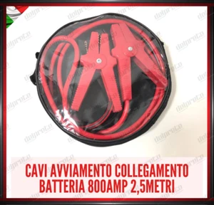 CAVI BATTERIA AVVIAMENTO EMERGENZA CON CUSTODIA 800 AMP 2.5 METRI AUTO CAMPER - Imagen 1 de 10