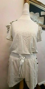 New Yu & Me Women's Ruffle Frill Gold Button Co ord Lounge Top & Short Set~ M/L - Picture 1 of 8