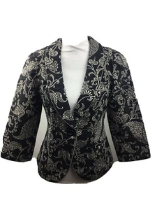 Cabi Blazer Size 6 Black White Blend Rayon - Picture 1 of 8