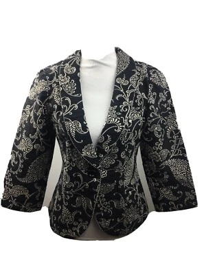 Cabi Blazer Size 6 Black White Blend Rayon - Image 1 of 4