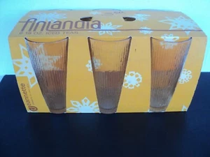 Jeanette Finlandia Ice Tea Tree Bark Pattern Glasses Clear, Set of 6 - NIB - Picture 1 of 6
