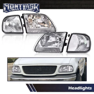 Clear Chrome Headlights & Corner Lights Fit For 1997-2003 Ford F150 Expedition - Picture 1 of 9
