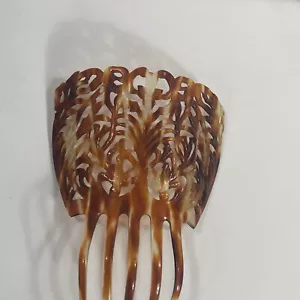 Large Celluloid Spanish Peineta Mantilla Hair Comb Vintage Tortoise Shell Style - Picture 1 of 10