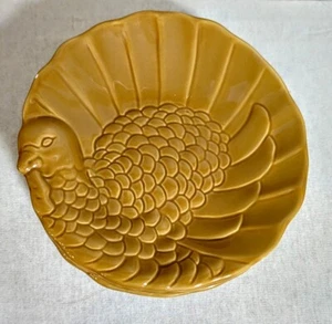 Pottery Barn Thanksgiving Turkey Appetizer Plate Set Of 4 Stoneware Tan Color - Picture 1 of 4