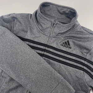 Adidas Track Jacket Full Zip 3 Stripe Gray Athletic Coat Kids Size 8 - Picture 1 of 6