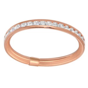 Genuine 14k Rose Gold Ladies Round CZ Thin Eternity Stackable Band Sizes 5-9 - Picture 1 of 9