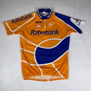 AGU Rabobank Cycling Jersey Men's Medium Orange Stretch Long Sleeve Quarter Zip - Picture 1 of 5