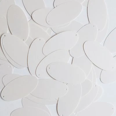 Oval Sequin 1.5" Cream Vanilla Opaque Satin Pearl Loose Couture Paillettes - Image 1 of 2