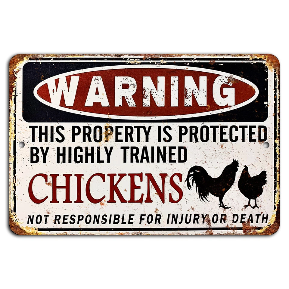 Funny Chicken Coop Warning Sign - Rustic Farmhouse Decor 12x8 Inch Aluminum - Image 1 of 1