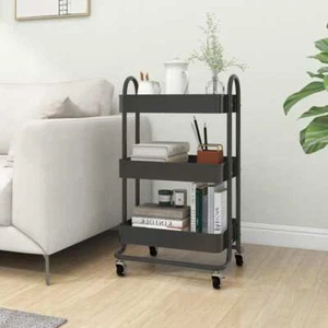 3-Tier Kitchen Trolley Wheels Cart Serving Utility Storage Shelf Rack Organiser - Picture 1 of 8