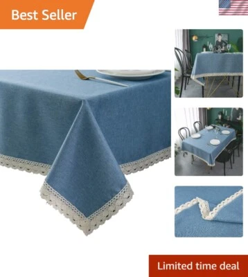 Mantel Impermeable 60x84" Inspiración Vintage con Bordes de Encaje para Celebraciones Foto 1 de 4
