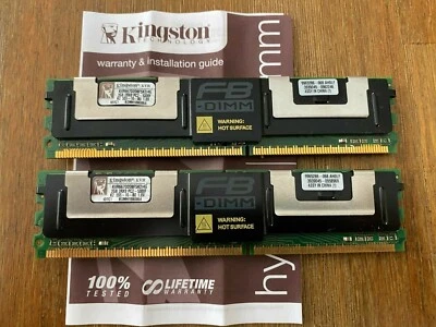 4GB Kit (2x2GB) Kingston DDR2 Ram PC2-5300F 667MHz ECC Fb-dimm KVR667D2D8F5K2/4G - Image 1 of 3