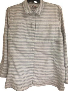 World Wide Sportsman Women’s Fishing Shirt Blue & White Striped Vented Sz 2X - Picture 1 of 18