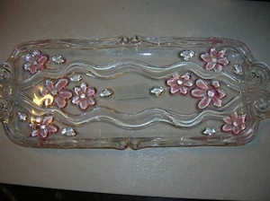 MIKASA NUOVO VASSOIO CRISTALLO CANAPE danza floreale-Rosa Fros Made in Germany lunghezza 15,5 - Foto 1 di 12