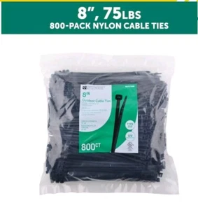 Nylon Cable Zip Ties Heavy Duty UV Resistant Black 8 inch 800 Pack Wire Wrap - Picture 1 of 1