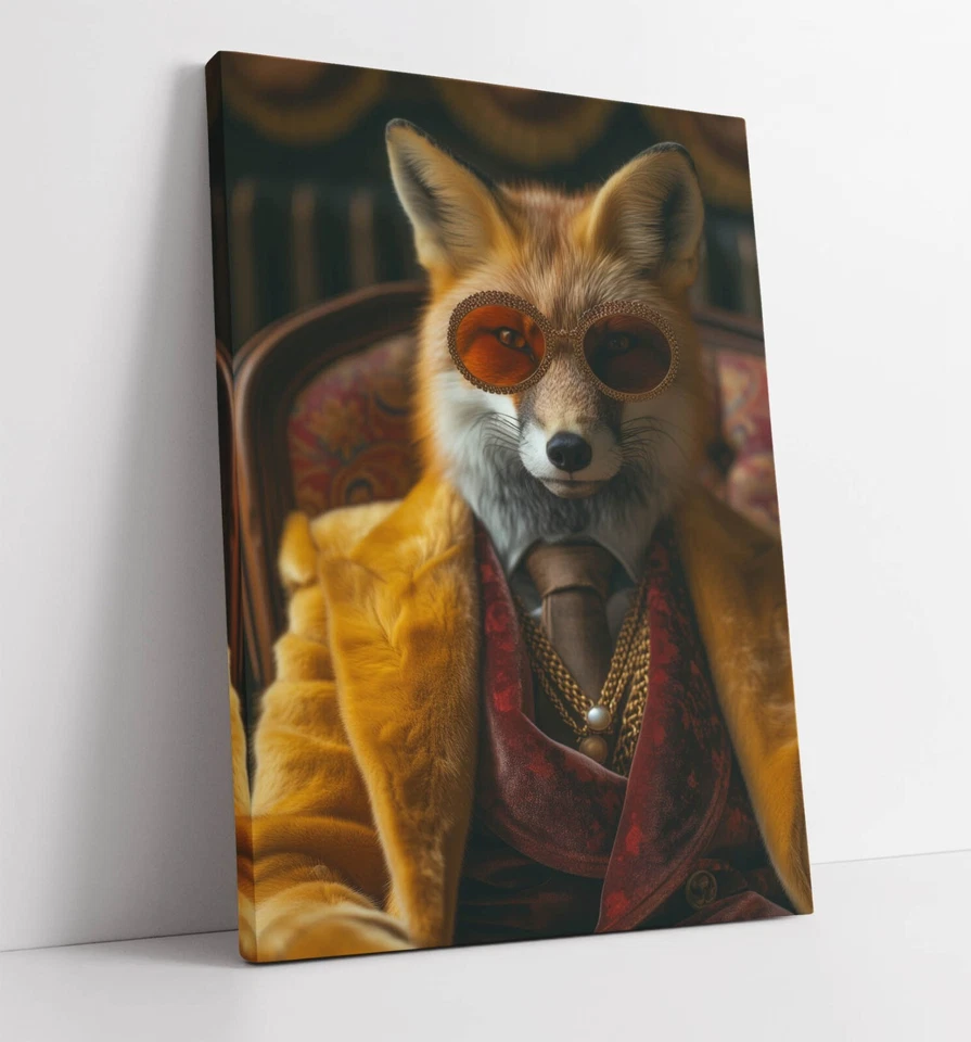 PORTRAIT OF A FOX IN A DAPPER SUIT -FRAMED CANVAS WALL ART PICTURE PRINT - Image 1 of 2