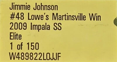 Jimmie Johnson 2009 #48 Lowe's Martinsville carrera victoria élite Foto 1 de 4