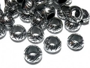 Large Hole Tibetan Style Rondelle Bead 5x7mm - Antique Silver - Pack of 100 - Picture 1 of 2