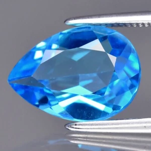 ๐ 2.90ct 11x8mm VS Pear Natural Swiss Blue Topaz - Intense Color Brazil Gem - Picture 1 of 4