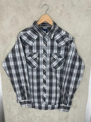 Men's Wrangler Western Pearl Snap Long Sleeve Shirt Size L Large Striped Cowboy - Image 1 of 4