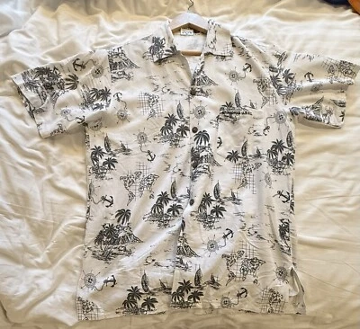 Camisa con botones Ocean Blue Apparel para hombre M estampado tropical manga corta playa Foto 1 de 4