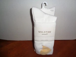 6 Pairs Womens White GoldToe Cotton Turn Cuff Socks Shoe Size 6-9 Sock Size 9-11 - Picture 1 of 7