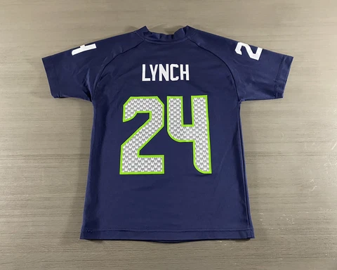 Seattle Seahawks Jersey Youth Small 8 Blue Marshawn Lynch #24 Football Boys Kids Cover