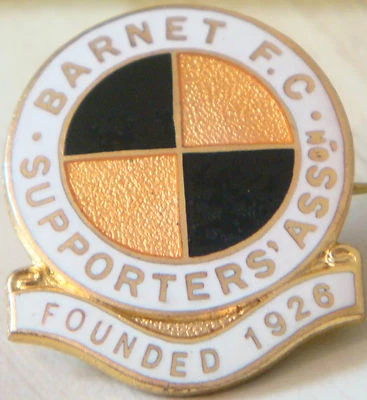 BARNET FC SUPPORTERS ASSOCIATION Badge Maker H.W MILLER Brooch pin 25mm x 30mm - Image 1 of 3