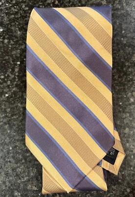 PAUL DIONE CORBATA HOMBRE RAYAS AZULES DORADAS 4 X 62 NUEVA CON ETIQUETAS Foto 1 de 4