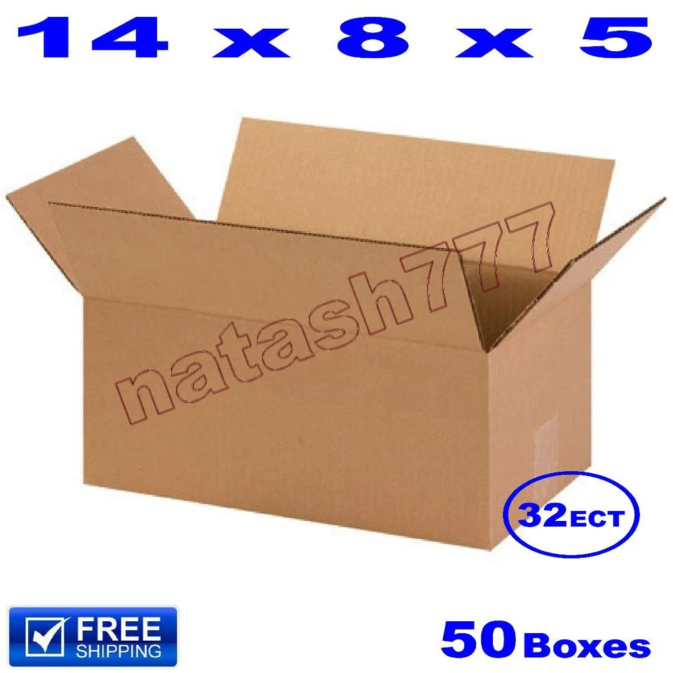 50 - 14x8x5 Cardboard Boxes 32-ECT Mailing Packing Shipping Corrugated Carton - Image 1 of 1