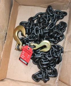 G80 Binder/Safety Chain 3/8 Inch x 14ft Transport Binder Chain Clevis Grab Hooks - Picture 1 of 2
