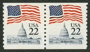 #2115 22c Flag Over Capitol-Coil Pair, Erie Blue, Mint **ANY 5=FREE SHIPPING** - Picture 1 of 1