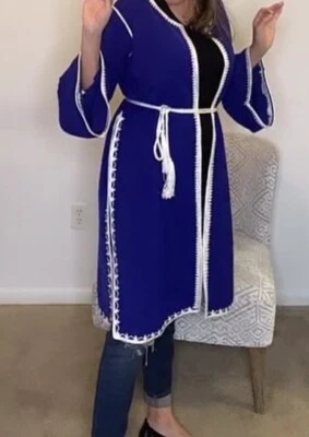 Mujer Marroquí Caftán, Jabador, Abaya, Mediano a Grande, Azul Galaxy Foto 1 de 4
